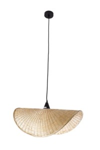 Lampa wisząca w stylu boho z rattanowym kloszem do salonu KOSHI P0498 MAXLIGHT