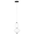 Biało-czarna lampa wisząca w stylu japandi, szklany klosz, 16W LED AKIKO P0467 MAXLIGHT