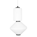 Biało-czarna lampa wisząca w stylu japandi, szklany klosz, 16W LED AKIKO P0467 MAXLIGHT
