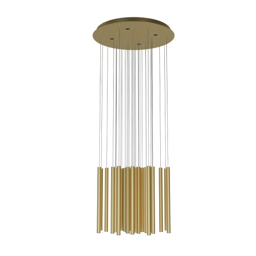 Lampa wisząca złota z 33 rurkami LED do dużego salonu, holu ORGANIC P0476D MAXLIGHT