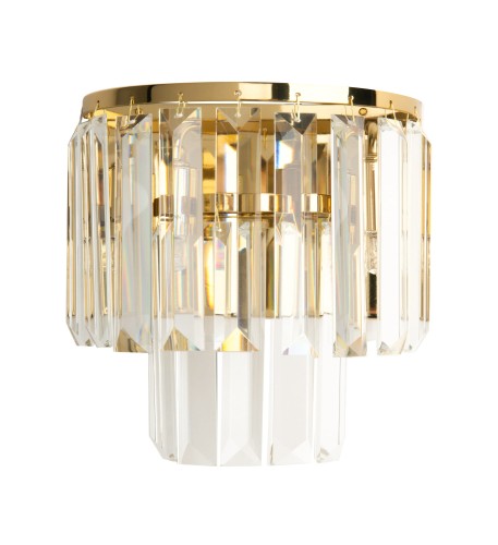 Złoty kinkiet w stylu glamour ze szklanymi kryształkami do jadalni MONACO W0288 MAXLIGHT