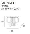 Złoty kinkiet w stylu glamour ze szklanymi kryształkami do jadalni MONACO W0288 MAXLIGHT