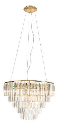 Złota lampa wisząca ze szklanymi kryształkami 15xG9 glamour MONACO P0424 MAXLIGHT