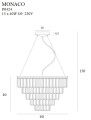 Złota lampa wisząca ze szklanymi kryształkami 15xG9 glamour MONACO P0424 MAXLIGHT