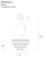 Żyrandol w stylu glampur, lampa wisząca ze szklanymi kryształkami MONACO P0423 MAXLIGHT