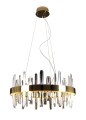 Duża lampa wisząca ze szklanymi kryształkami i złotą obręczą PRINCE P0421 MAXLIGHT