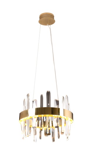 Złota lampa wisząca żyrandol ze szklanymi kryształkami glamour PRINCE P0420 MAXLIGHT