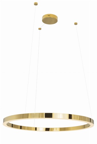 Duża lampa wisząca, podwieszany złoty ring 110cm, ściemnialna 67W LUXURY P0370D MAXLIGHT