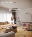 Duża lampa wisząca, podwieszany złoty ring 110cm, ściemnialna 67W LUXURY P0370D MAXLIGHT