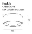 Czarna, minimalistyczna lampa sufitowa 10,8cm IP44 8W LED 3000K KODAK C0204 MAXLIGHT