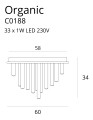 Złota lampa sufitowa z rurkami 33x1W LED do salonu 60cm ORGANIC C0188D MAXLIGHT