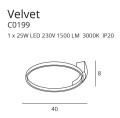 Czarna lampa sufitowa, okrągły pierścień, LED 25W LED 40cm VELVET C0199 MAXLIGHT