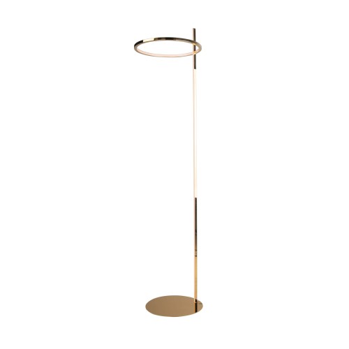 Złota lampa podłogowa nowoczesna, klosz złota obręcz LED 27W LOZANNA F0050 MAXLIGHT