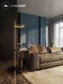 Złota lampa podłogowa nowoczesna, klosz złota obręcz LED 27W LOZANNA F0050 MAXLIGHT