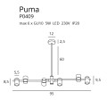 Czarno-złota, 6-punktowa lampa wisząca do salonu, jadalni PUMA P0409 MAXLIGHT