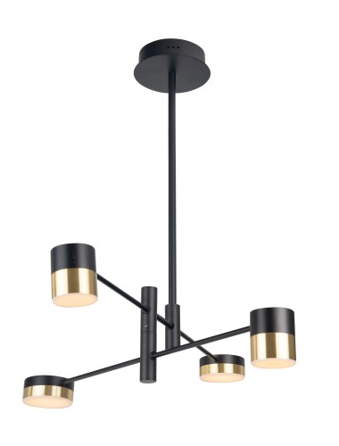 Czarno-złota lampa wisząca do nowoczesnego salonu 4x7W LED PUMA P0404 MAXLIGHT