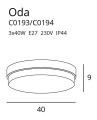 Czarno-biały, okrągły plafon IP44 40cm 3xE27 do kuchni, korytarza ODA C0194 MAXLIGHT