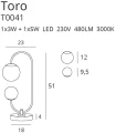 Lampa stołowa złota z kloszami kulkami, marmurowa podstawa Toro T0041 Maxlight