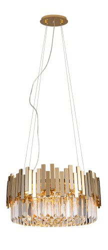 Złota lampa wisząca ze szklanymi kryształkami w stylu glamour TREND P0368 MAXLIGHT