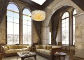 Złota lampa wisząca ze szklanymi kryształkami w stylu glamour TREND P0368 MAXLIGHT