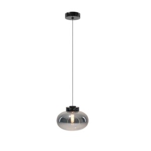 Lampa wisząca ze szklanym, dymionym kloszem i czarnym marmurem E27 MOONSTONE P0515 MAXLIGHT