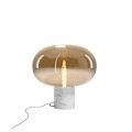 Lampa stołowa z biała, marmurowa nożką i szklanym kloszem 1xE27 MOONSTONE T0056 MAXLIGHT