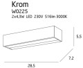 Kinkiet w kolorze chrom, prostokątny, 4,3W LED do korytarza KROM KROM W0225 MAXLIGHT