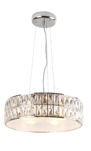 Lampa wisząca ze szklanymi kryształkami i mleczną blendą 5xG9 DIAMANTE P0236 MAXLIGHT