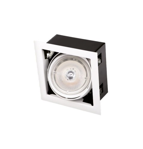 Biała oprawa wpuszczana podtynkowa z ruchomą głowicą 1xGU10 AR111 MATRIX H0059 MAXLIGHT