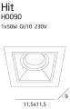 Kwadratowa, czarna wpuszczana oprawa, oczko podtynkowe 1xGU10 HIT H0090 MAXLIGHT