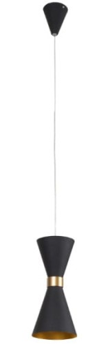 Lampa wisząca czarno-złota z kloszem klepsydrą 1x5W LED do jadalni CORNET P0330 MAXLIGHT