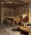 Lampa wisząca czarno-złota z kloszem klepsydrą 1x5W LED do jadalni CORNET P0330 MAXLIGHT