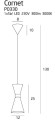 Lampa wisząca czarno-złota z kloszem klepsydrą 1x5W LED do jadalni CORNET P0330 MAXLIGHT
