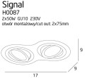 Podwójna oprawa podtynkowa czarna uchylna 2xGU10 metalowa SIGNAL H0087 MAXLIGHT
