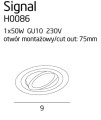 Oprawa podtynkowa czarna uchylna okrągłe oczko 1xGU10 SIGNAL H0086 MAXLIGHT