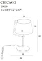 Elegancka lampa stołowa CHICAGO z białym abażurem do sypialni T0030 MAXLIGHT