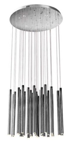 Duża lampa wisząca ściemnialna LED kolor chrom, klosze 45cm rurki ORGANIC P0175D MAXLIGHT