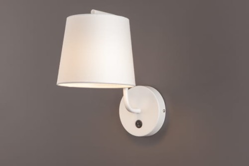 Elegancki, biały kinkiet z abażurem i włącznikiem 1xE27 CHICAGO W0193 MAXLIGHT
