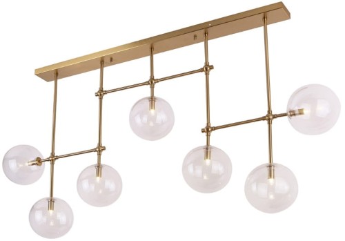 Stylowa lampa wisząca w kolorze mosiądzu, 7 szklanych kloszy LOLLIPOP P0295 MAXLIGHT
