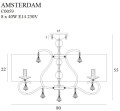 Klasyczna lampa sufitowa z abażurem ecru i kryształkami 8xE14 AMSTERDAM C0059 MAXLIGHT