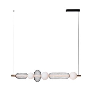 Lampa wisząca z poziomym kloszem, szkło i metalowa siatka, 29W LED BORA P0593 MAXLIGHT