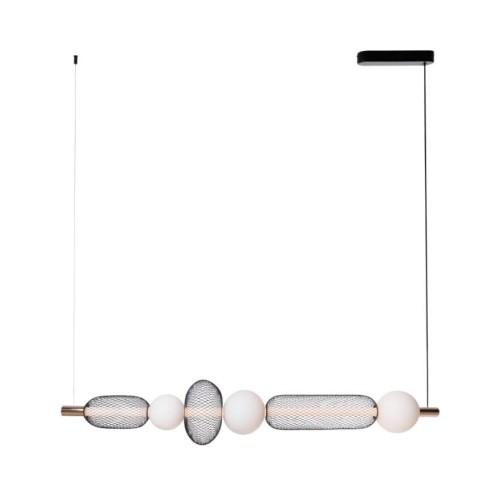 Lampa wisząca z poziomym kloszem, szkło i metalowa siatka, 29W LED BORA P0593 MAXLIGHT