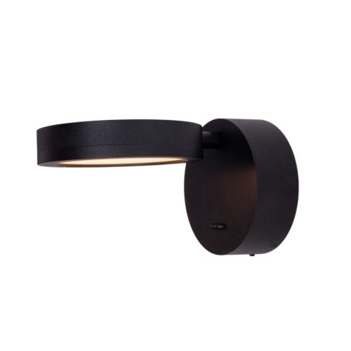 Czarny kinkiet z okrągłym, płaskim kloszem i włącznikiem 6W LED IBIZA W0350 MAXLIGHT