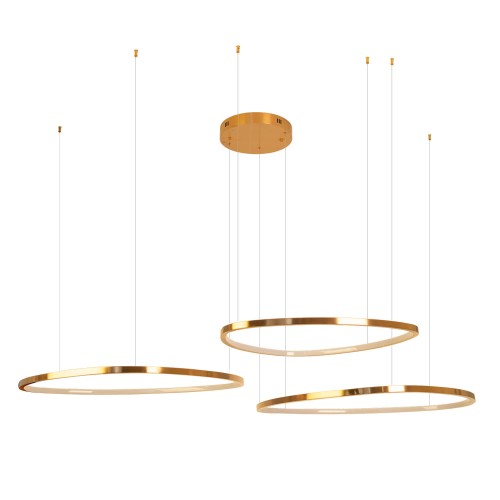 Lampa wisząca - trzy podwieszane ringi LED kolor miedzi 130W LED CAYENNE P0604D MAXLIGHT
