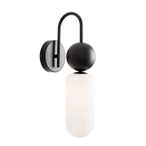 Elegancki, czarny kinkiet ze szklanym kloszem do sypialni 1xG9 ROMA W0381 MAXLIGHT