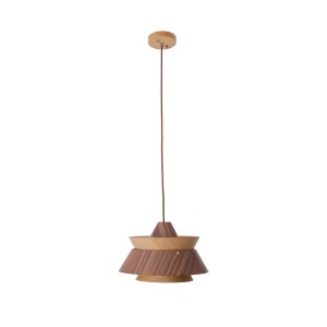 Metalowo-drewniana lampa wisząca do stylowej jadalni 1xE27 KIOTO P0549 MAXLIGHT