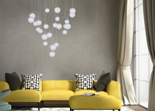 Duża lampa wisząca z kulistymi kloszami do salonu LED ZOE P0386 MAXLIGHT