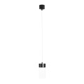 Lampa wisząca czarna ze szklanym kloszem tubką FUSION do salonu P0640 MAXLIGHT