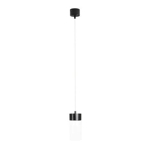 Lampa wisząca czarna ze szklanym kloszem tubką FUSION do salonu P0640 MAXLIGHT
