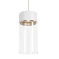Lampa wisząca biała z pojedynczym kloszem tubką, metal i szkło, FUSION P0646 MAXLIGHT